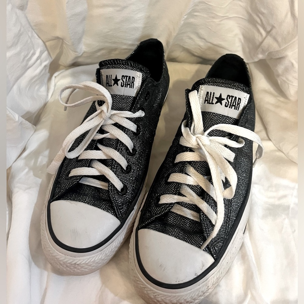 Converse Chucks in black/silver glitter size 7